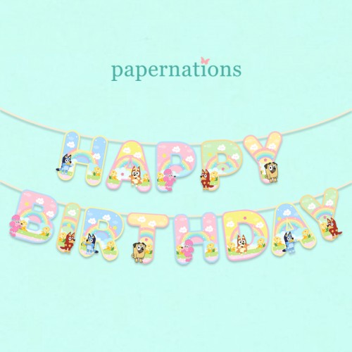 HBD Bluey Bunting Flag